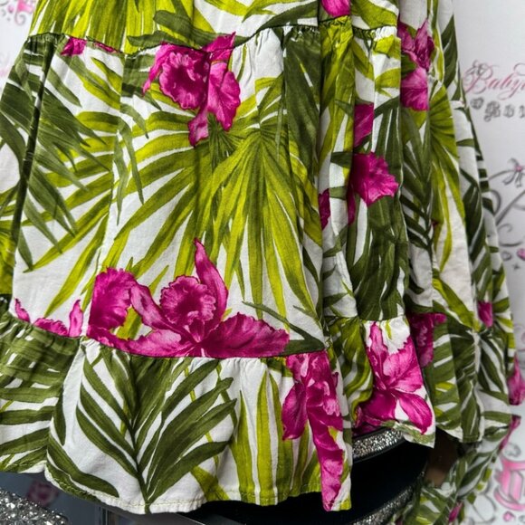 Brandy Melville dress tropical 🌴 green white pink open back strappy beach 🏖️ - Picture 6 of 14